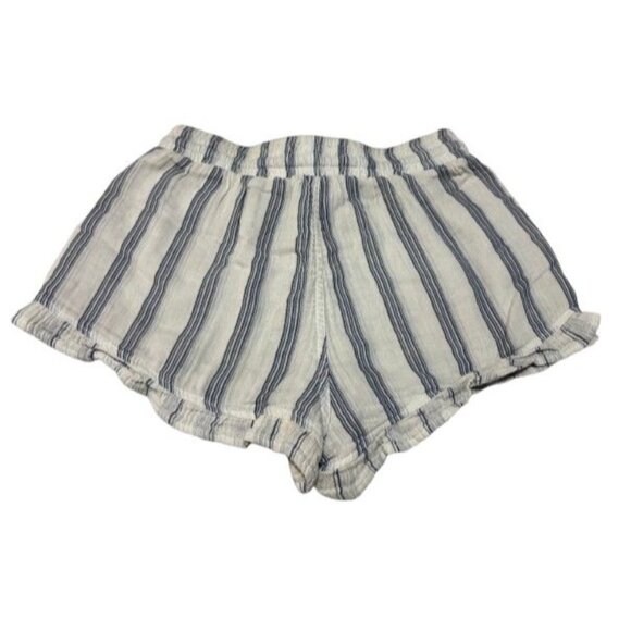 BanJara Womens Blue & White Striped Paperbag Tie Front Cotton Shorts S - Picture 3 of 7